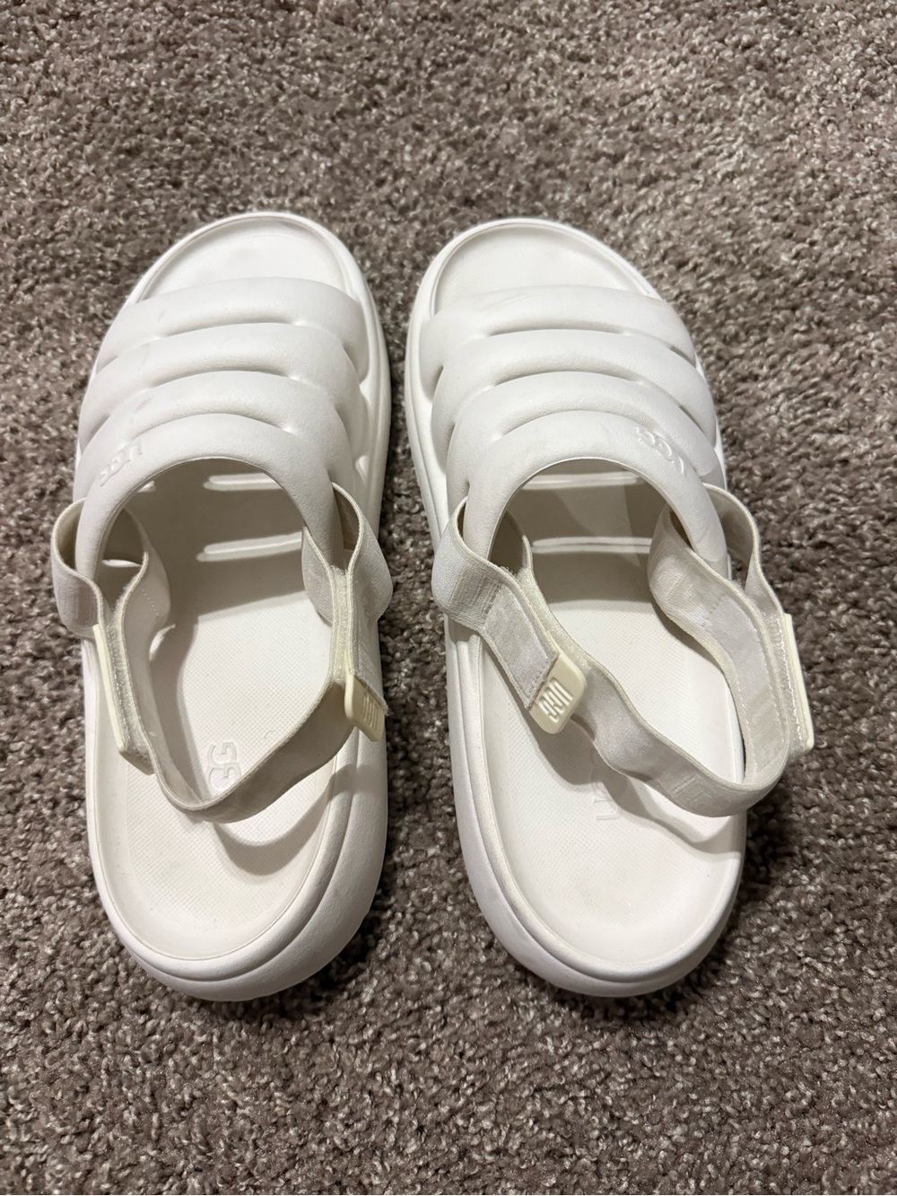 UGG White Cushioned Strap Sandals